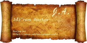 János Aszter névjegykártya